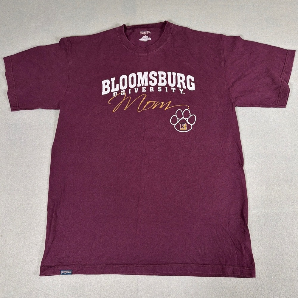 Jansport Bloomsburg University Mom T-Shirt Maroon Cotton Graphic Tee Large